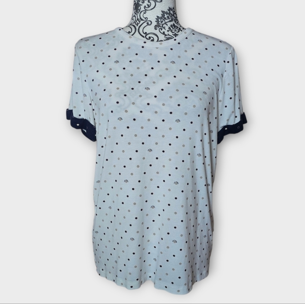 Ted Baker Polka Dot Rolled Sleeve T-shirt Size 6